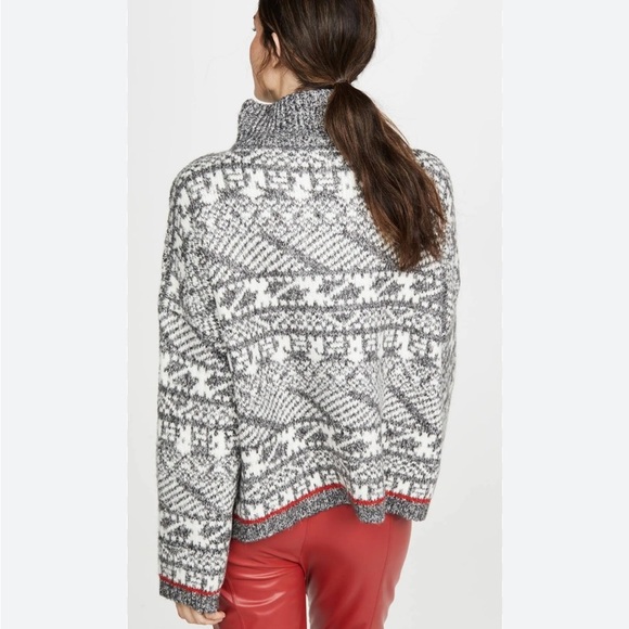 Line Helga Quarter Zip Pullover Sweater Geometric Fair Isle Alpine Gray L NEW - Picture 5 of 14